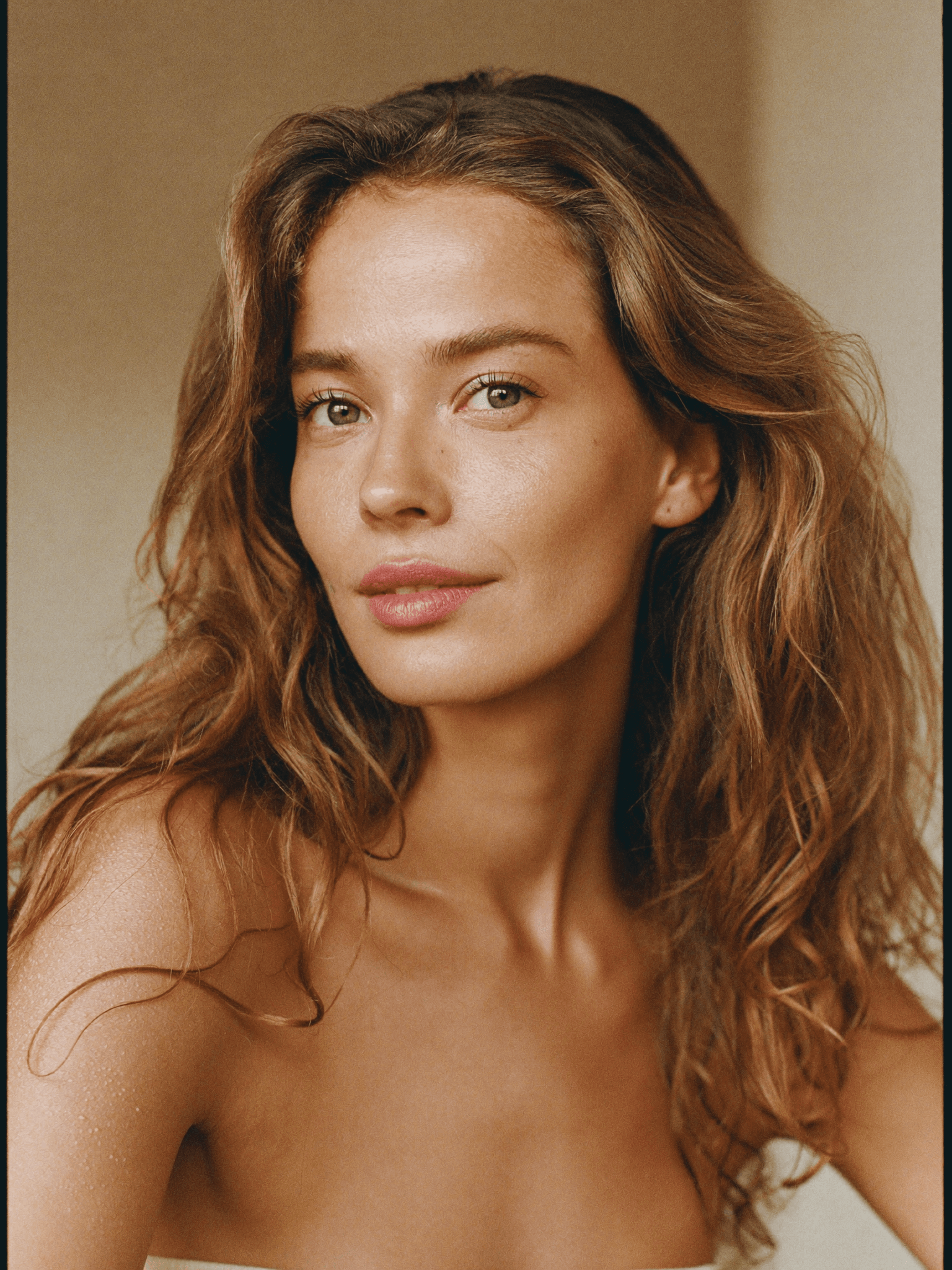 Australian woman with fresh, clean, luminous skin in soft natural daylight