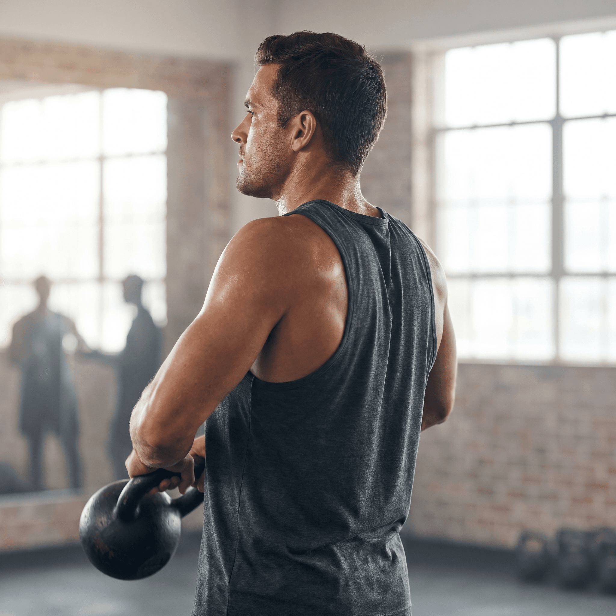 Australian man training with a kettlebell